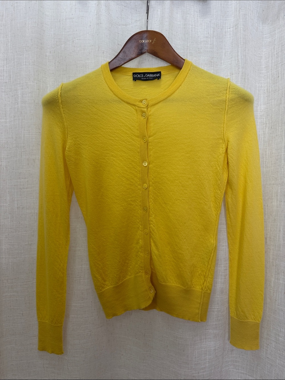 Dolce & Gabbana Bright Yellow Button Cashmere Sweater Cardigan Size Small